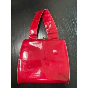Vintage Faux Patent Leather- Clasp- Red- Fair condition- with damage to straps